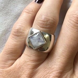 Very Wide SS Square Bezel Set Moonstone